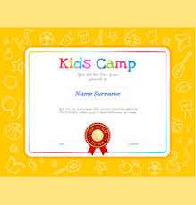 Kids Summer Camp Certificate Appreciation Achievement