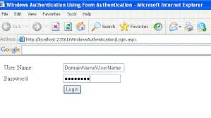 windows authentication using form