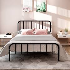 White Queen Size Metal Platform Bed