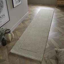 esme wool bordered plain hall rug for