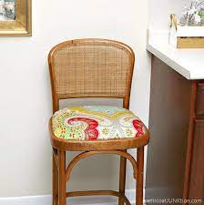 Recovered Bar Stool Seat Using A Fabric
