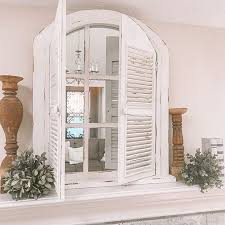 Arched Shutter Window Mirror Wall Decor