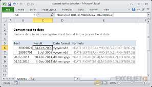 convert text to date excel formula