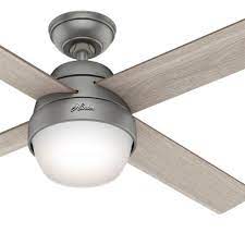 Matte Silver Indoor Ceiling Fan W Light
