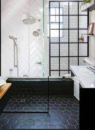 Guest Bathroom Ideas Black Tile