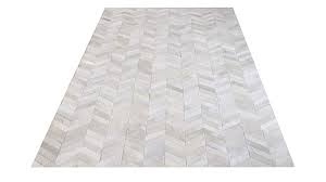 chevron cowhide rug off white color