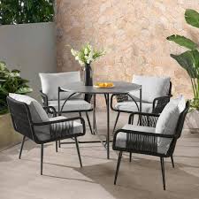 outdoor bistro set with 4 rope chairs