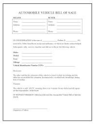 Used Car Bill Of Sale Template Document Free Word Agreement