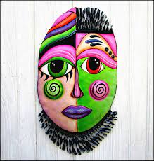 Mask Wall Art Painted Metal Mask Design