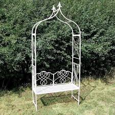 Cream Metal Garden Arbour Bench