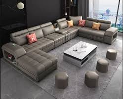 U Shaped Sectional Leather Sofa Set