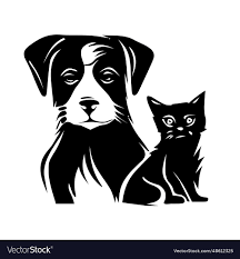 dog and cat silhouette image royalty