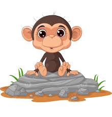 cute baby monkey cartoon sitting