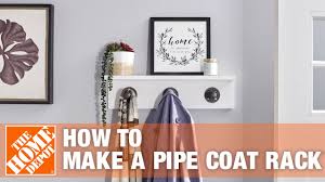 How to Make a DIY Pipe Shelf and Coat Rack The Home Depot YouTube