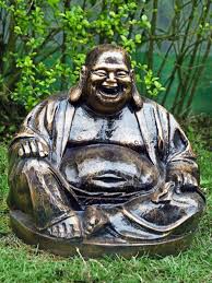 Garden Ornament Laughing Buddha Gold