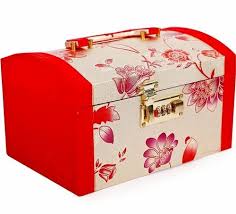 red flower printed mekart makeup box