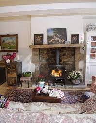 Above Fireplace With Wood Burning Stove