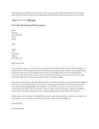 Referral Cover Letters Latter