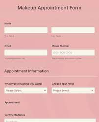 makeup appointment form template jotform
