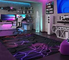 gaming room decor neon rug gamer rug