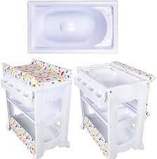 White dresser corner shelf baby changing dresser giving basket changing kits bath table bar furniture baby cribs 4 in 1 with changing table. Baby Changing Table Station And Bath Tub Unit Infants Massage Bed Portable Changer Baby Storage Dresser With Wheels Buy Online At Best Price In Uae Amazon Ae