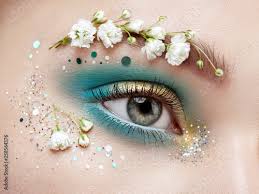 eye makeup woman with a flowers spring