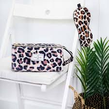 flat makeup box bag leopard print