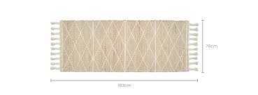 brown jute rug 76 x 183cm no pile white diamond pattern lilou by castlery