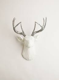 deer head wall decor silver glitter