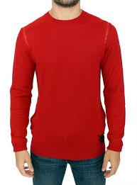 Karl Lagerfeld Red Wool Crewneck Pullover Sweater Karl