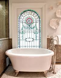 Stained glass bathroom window designs. Victorian Meets Modern Love The Stained Glass Window By The Clawfoot Tub Stained Glass Windows Victorian Homes Stained Glass