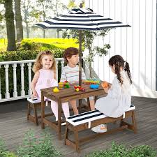 Kids Wood Picnic Table And Bench Set