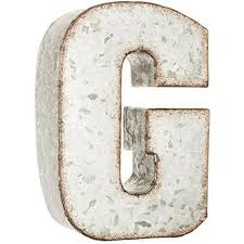 Galvanized Metal Letter G Block