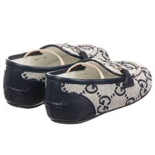 Gucci Navy Blue Gg Baby Loafer Shoes