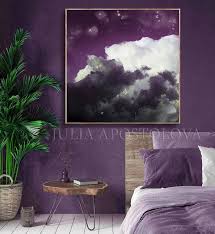 Dark Purple Art Abstract Cloud Painting