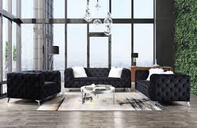 rom black velvet modern sofa