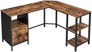 Our selection of modern computer desks ranges widely in price, materials, and looks. Vasagle Lwd75x Desk L Shape Computer Desk Office Desk With Cabinet And Hanging File 2 Shelves Home Office Space Saving Easy Assembly Industrial Design Vintage Brown Black Lwd75x Amazon De Kuche Haushalt