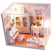 Amazon Com Ogrmar Wooden Dollhouse Miniatures Diy House Kit