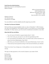 the social security award letter