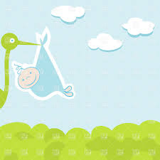 Stork And Baby Boy Announcement Card Stock Vector Image