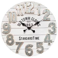 Town Clocks Round White Wood Wall Clock