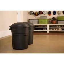 20 Gal Black Round Trash Can With Lid