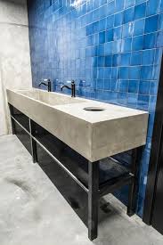 Gray Concrete And Metal Bathroom Vanity