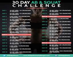 30 Day Ab Squat Challenge Chart Final She Wears High Heels