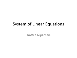 Ppt System Of Linear Equations