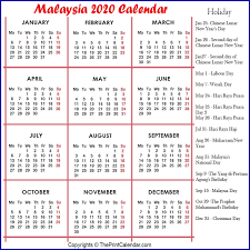 Sultan nazrin shah of perak. Calendar 2020 Malaysia Malaysia 2020 Yearly Printable Calendar