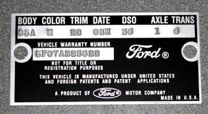 1965 Mustang Falcon Data Plate Stamped