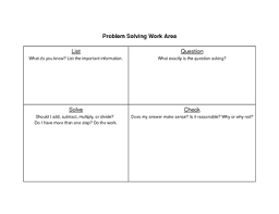 Problem Solving Chart For Math Word Problems