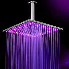 16 Inch Rain Led Shower Head With Ceiling Shower Arm Water Power 3 Colors Change 40cm 40cm Led Showerhead Led Chuveiro Ducha Led Shower Head Shower Headled Showerhead Aliexpress