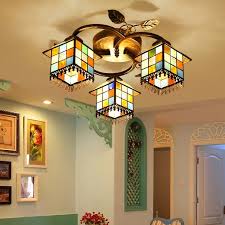 Stained Glass Ceiling Light Cube Semi
